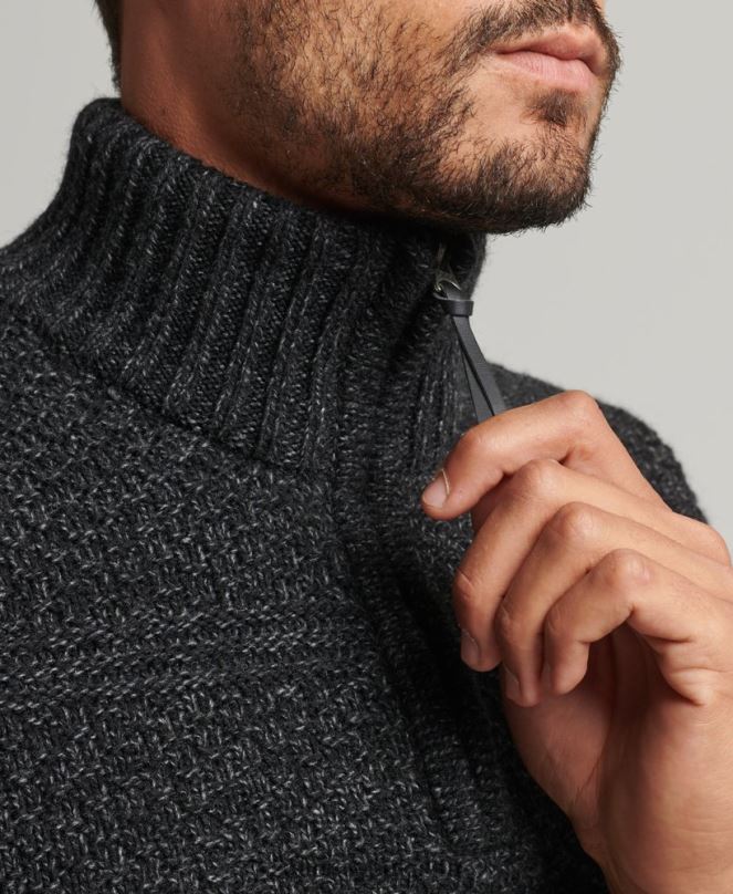 Superdry облекло N00H5253 черен мъже Джейкъб Хенли джъмпер