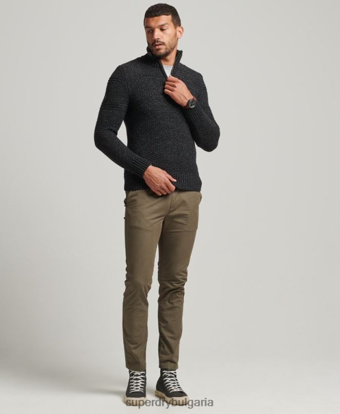 Superdry облекло N00H5253 черен мъже Джейкъб Хенли джъмпер