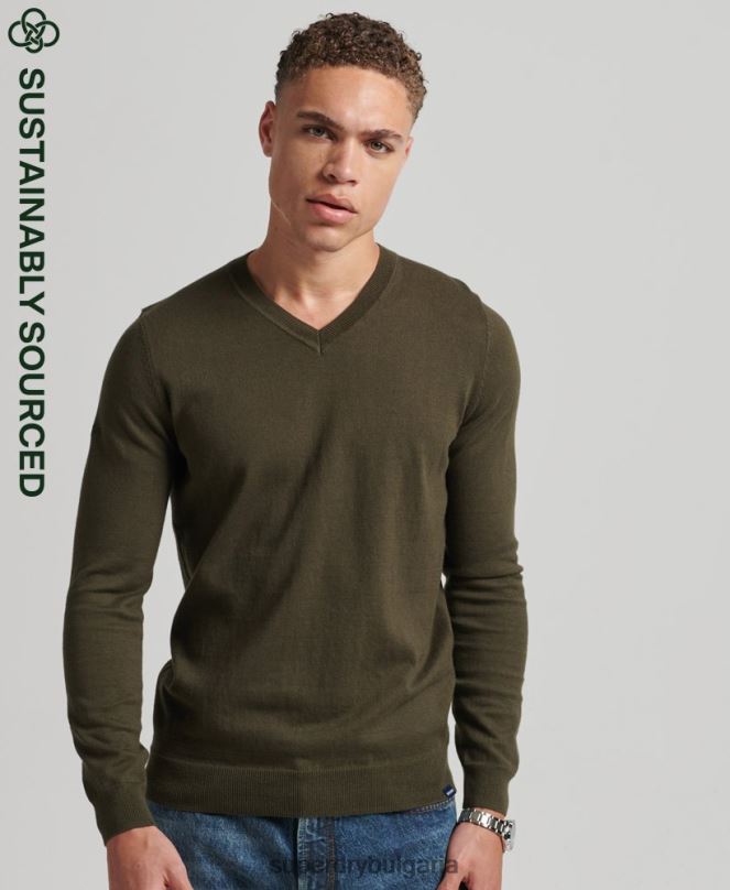 Superdry облекло N00H5254 зелено мъже реколта от органичен памук и смес от кашмир