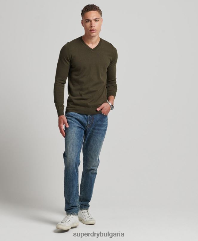 Superdry облекло N00H5254 зелено мъже реколта от органичен памук и смес от кашмир