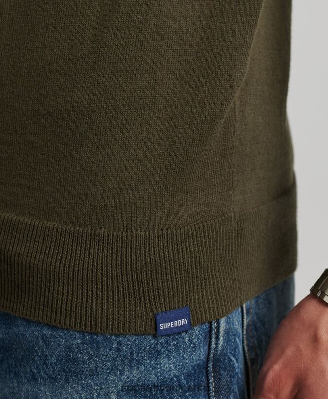 Superdry облекло N00H5254 зелено мъже реколта от органичен памук и смес от кашмир