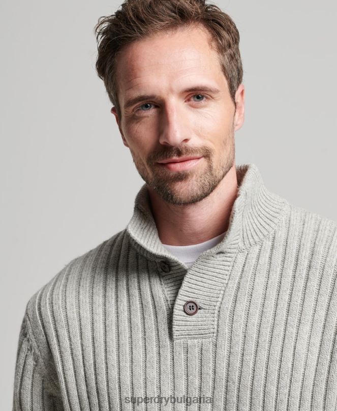 Superdry облекло N00H5261 сиво мъже оребрен джъмпър