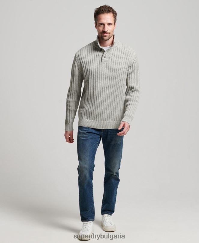 Superdry облекло N00H5261 сиво мъже оребрен джъмпър