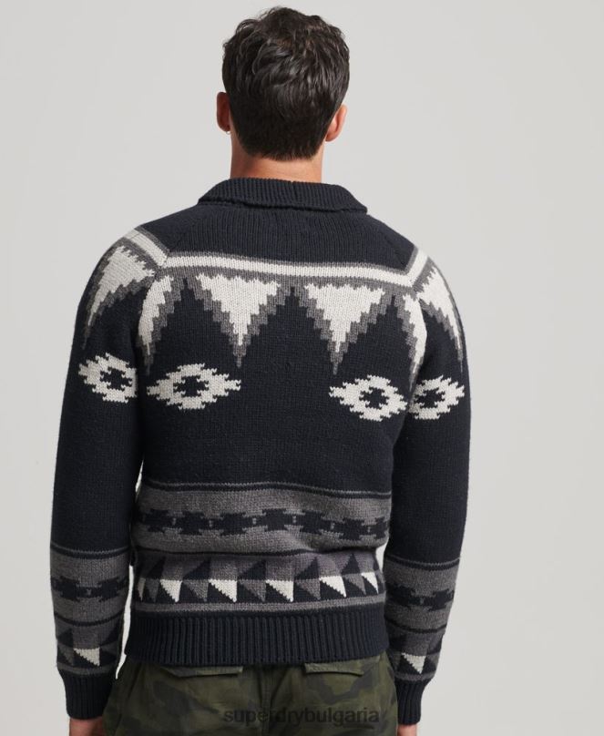 Superdry облекло N00H5263 черен мъже жилетка с шарен шал с цип