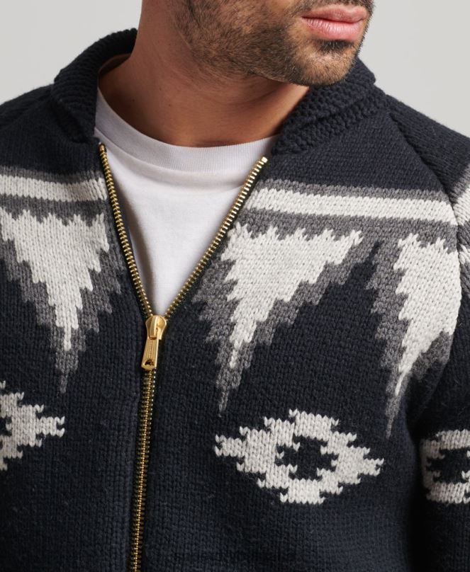 Superdry облекло N00H5263 черен мъже жилетка с шарен шал с цип