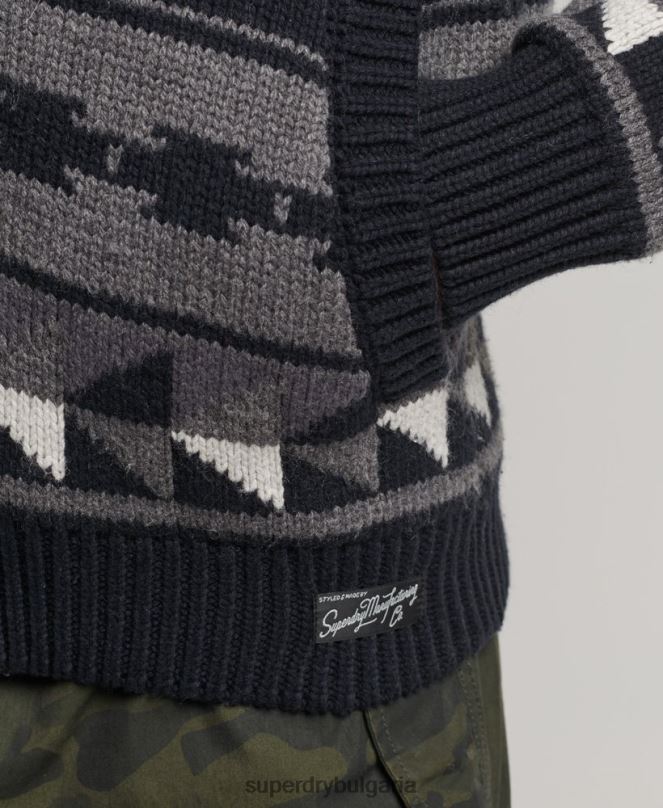 Superdry облекло N00H5263 черен мъже жилетка с шарен шал с цип