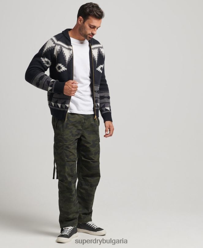 Superdry облекло N00H5263 черен мъже жилетка с шарен шал с цип
