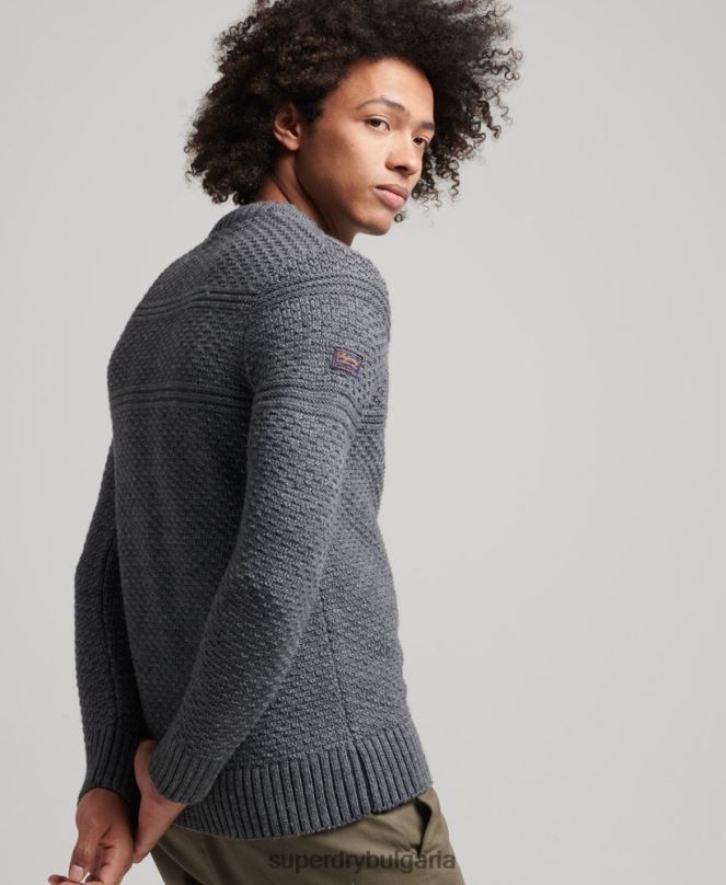 Superdry облекло N00H5265 сиво мъже jacob cable crew jumper