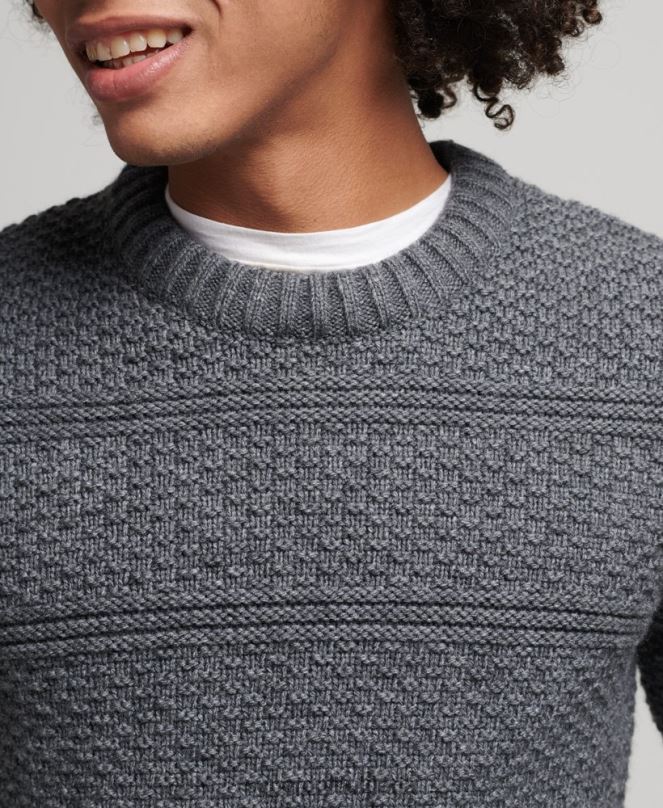 Superdry облекло N00H5265 сиво мъже jacob cable crew jumper