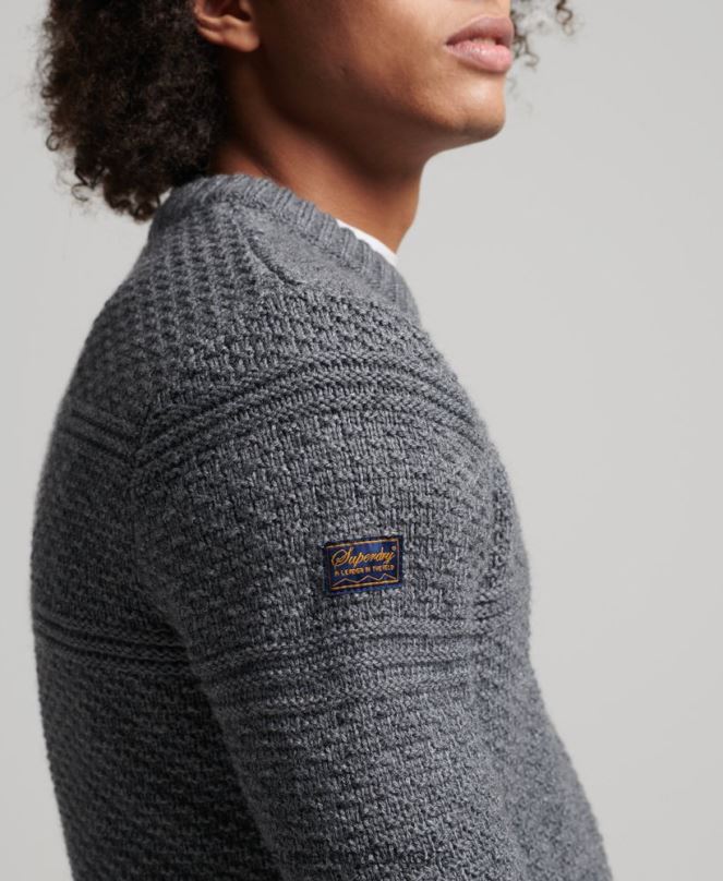 Superdry облекло N00H5265 сиво мъже jacob cable crew jumper