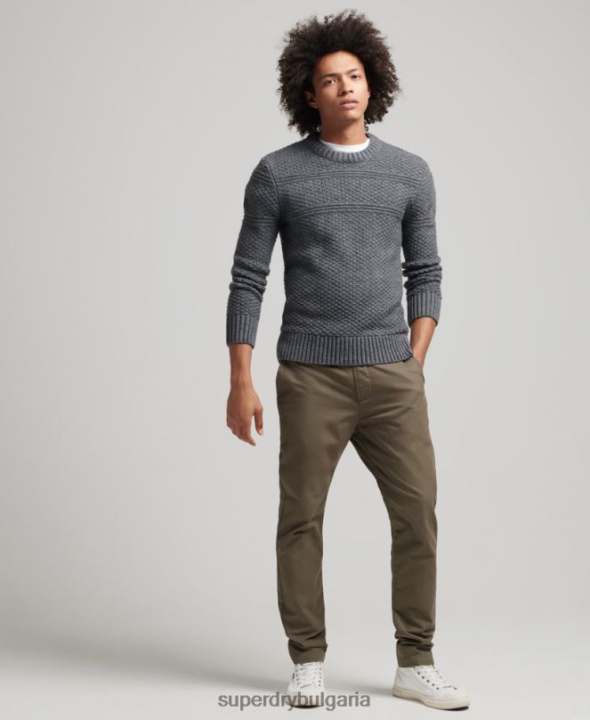 Superdry облекло N00H5265 сиво мъже jacob cable crew jumper
