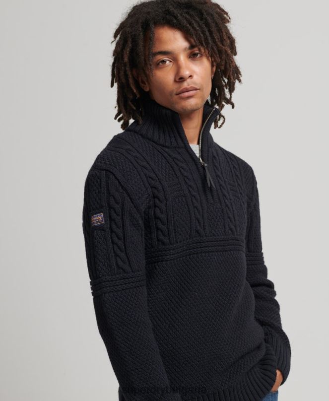 Superdry облекло N00H5268 военноморски флот мъже Джейкъб Хенли джъмпер