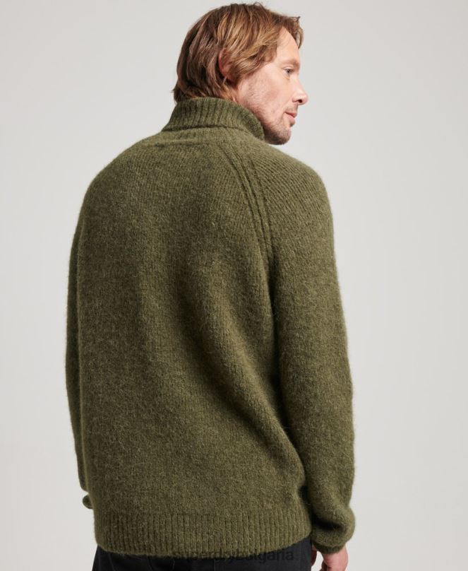 Superdry облекло N00H5269 каки мъже студиен пуловер с плътно ролково деколте