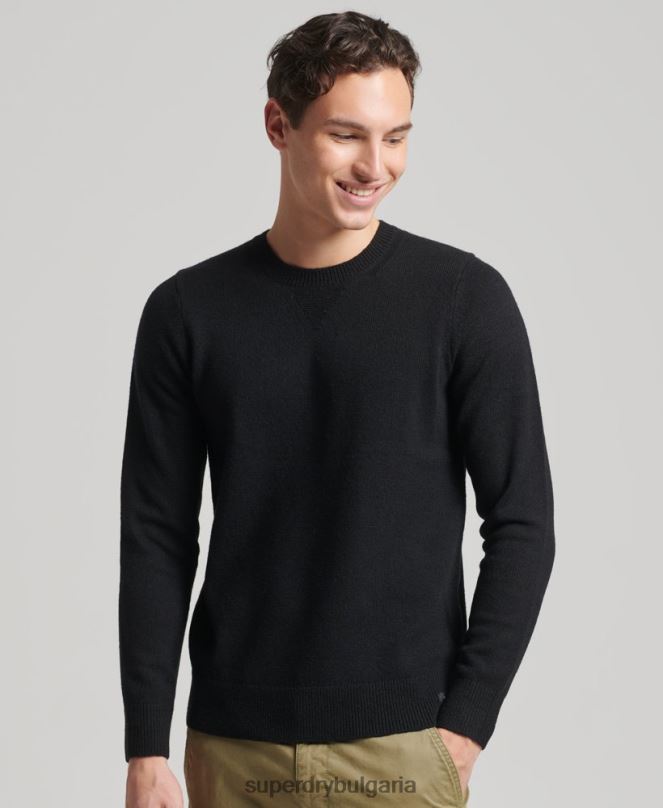 Superdry облекло N00H5270 черен мъже пуловер от агнешка вълна