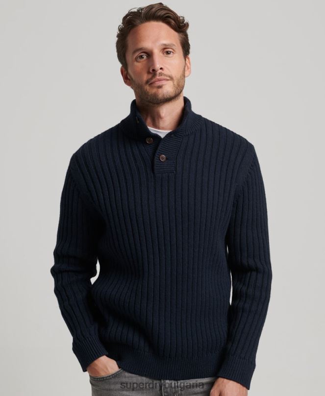 Superdry облекло N00H5273 военноморски флот мъже оребрен джъмпър