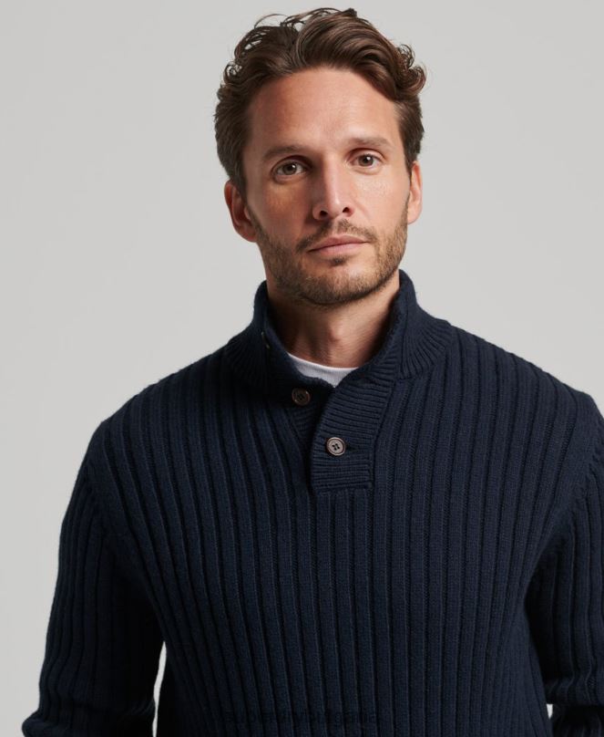 Superdry облекло N00H5273 военноморски флот мъже оребрен джъмпър