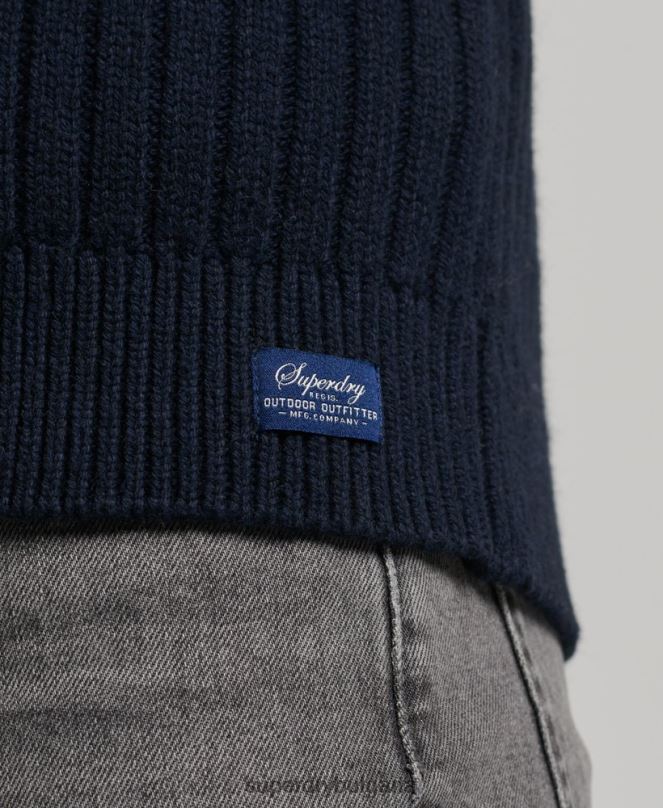 Superdry облекло N00H5273 военноморски флот мъже оребрен джъмпър