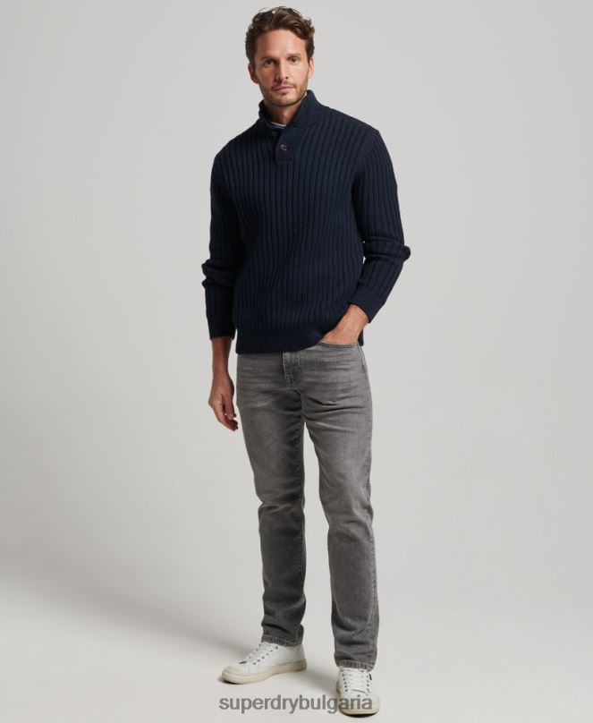 Superdry облекло N00H5273 военноморски флот мъже оребрен джъмпър
