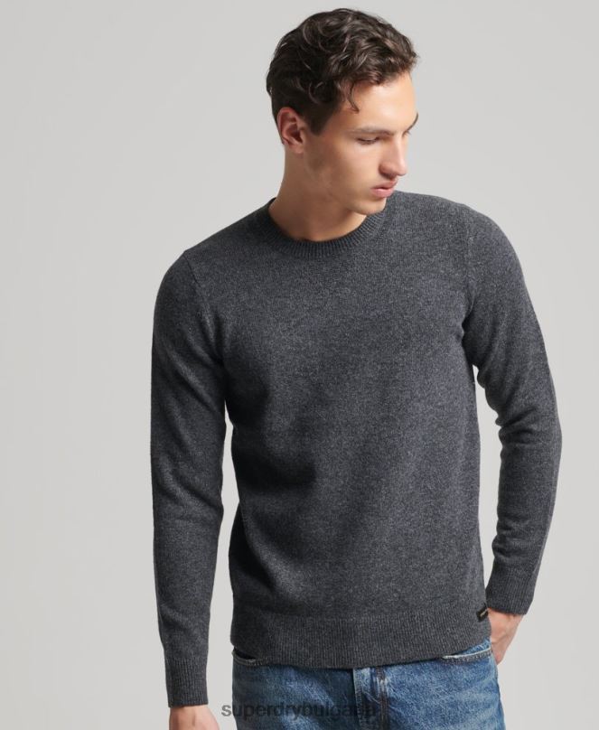 Superdry облекло N00H5274 тъмно сив мъже пуловер от агнешка вълна