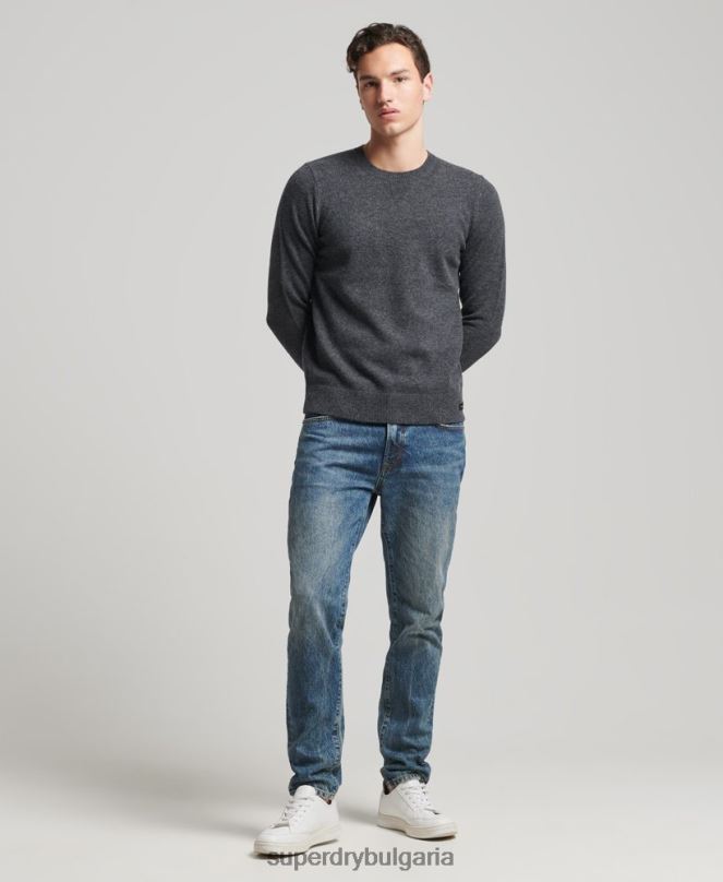 Superdry облекло N00H5274 тъмно сив мъже пуловер от агнешка вълна