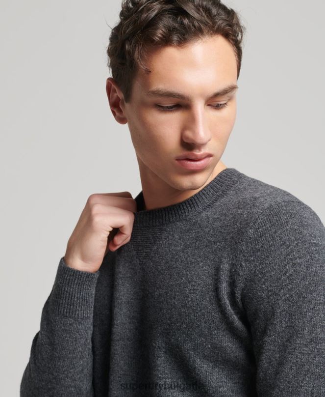 Superdry облекло N00H5274 тъмно сив мъже пуловер от агнешка вълна