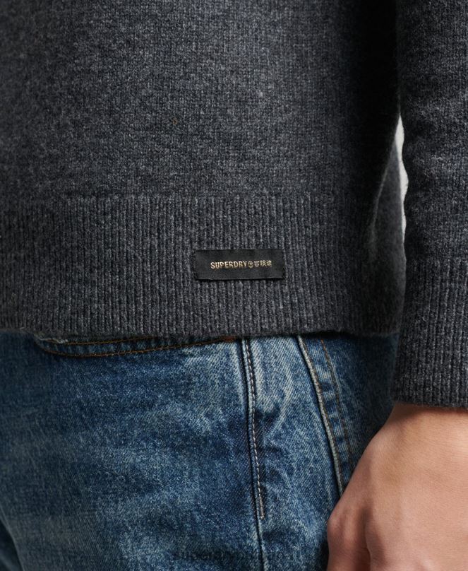 Superdry облекло N00H5274 тъмно сив мъже пуловер от агнешка вълна