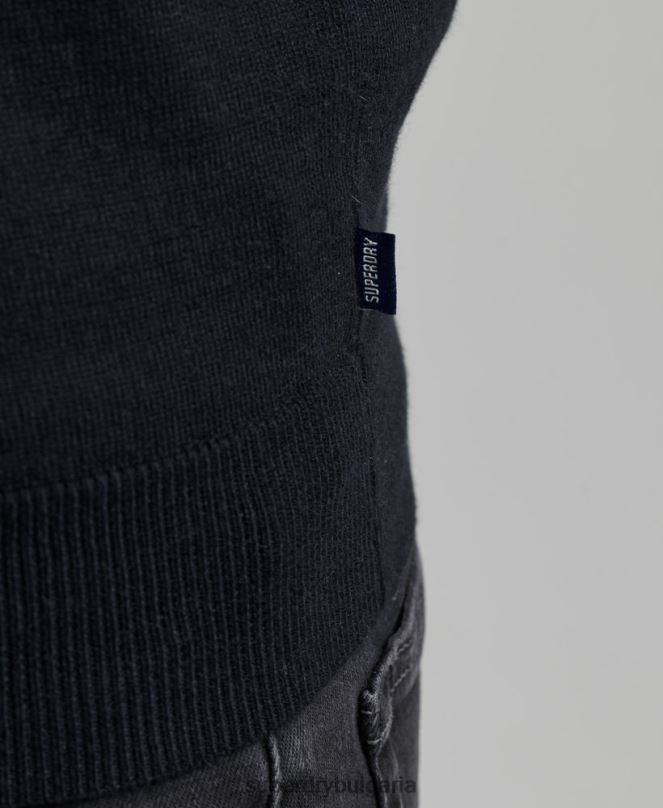 Superdry облекло N00H5275 черен мъже реколта от органичен памук и смес от кашмир