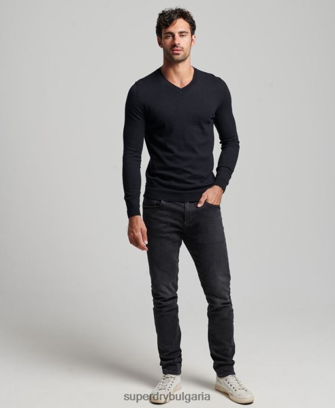 Superdry облекло N00H5275 черен мъже реколта от органичен памук и смес от кашмир
