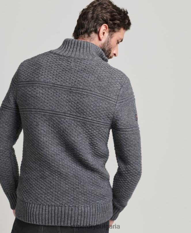 Superdry облекло N00H5276 сиво мъже Джейкъб Хенли джъмпер