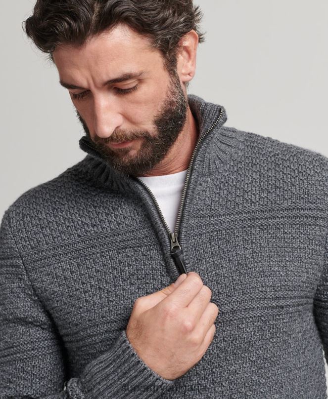 Superdry облекло N00H5276 сиво мъже Джейкъб Хенли джъмпер