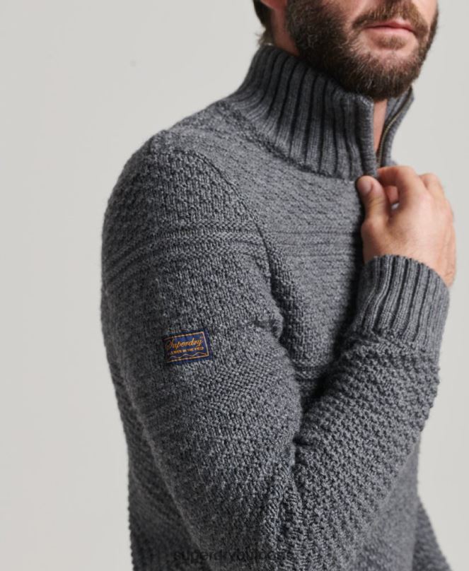 Superdry облекло N00H5276 сиво мъже Джейкъб Хенли джъмпер