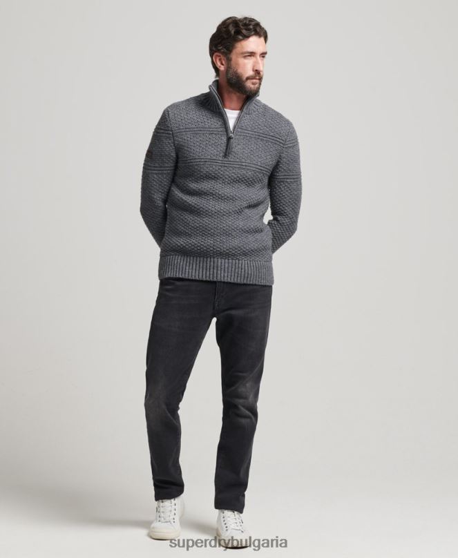 Superdry облекло N00H5276 сиво мъже Джейкъб Хенли джъмпер