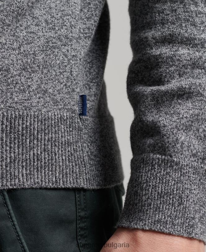 Superdry облекло N00H5277 тъмно сив мъже реколта от органичен памук и смес от кашмир