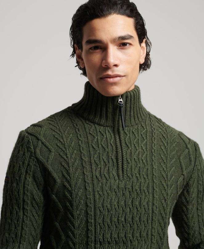 Superdry облекло N00H5278 зелено мъже Джейкъб Хенли джъмпер
