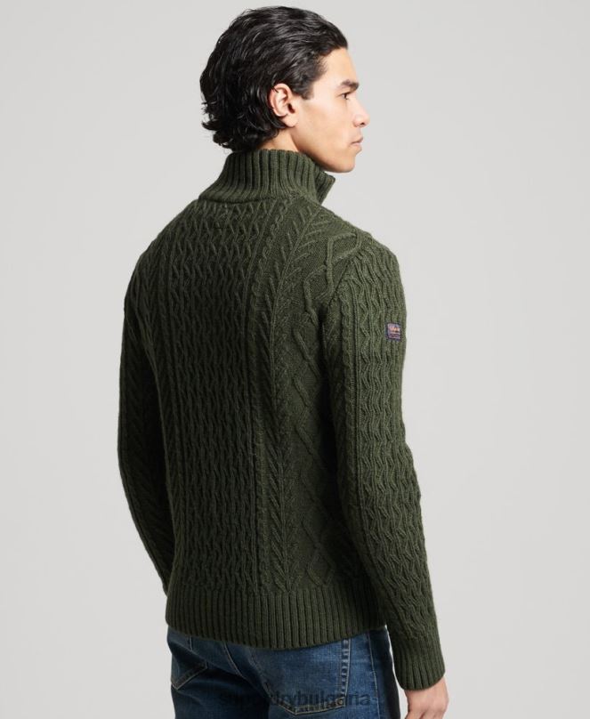 Superdry облекло N00H5278 зелено мъже Джейкъб Хенли джъмпер