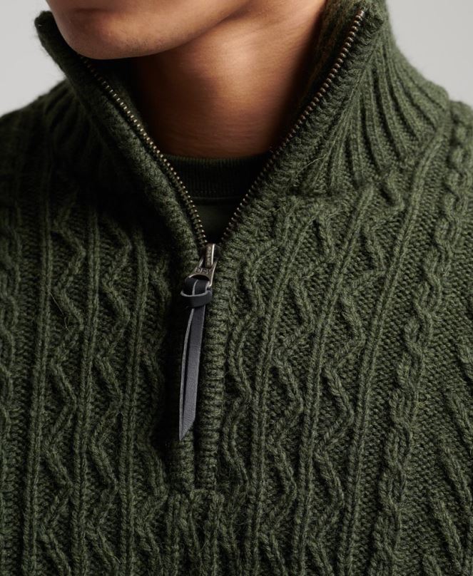 Superdry облекло N00H5278 зелено мъже Джейкъб Хенли джъмпер