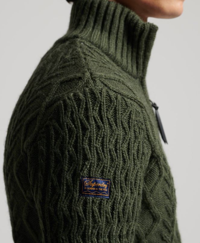 Superdry облекло N00H5278 зелено мъже Джейкъб Хенли джъмпер