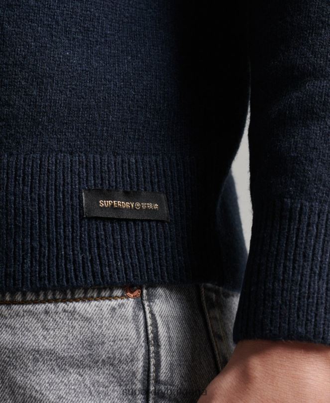 Superdry облекло N00H5279 военноморски флот мъже пуловер от агнешка вълна