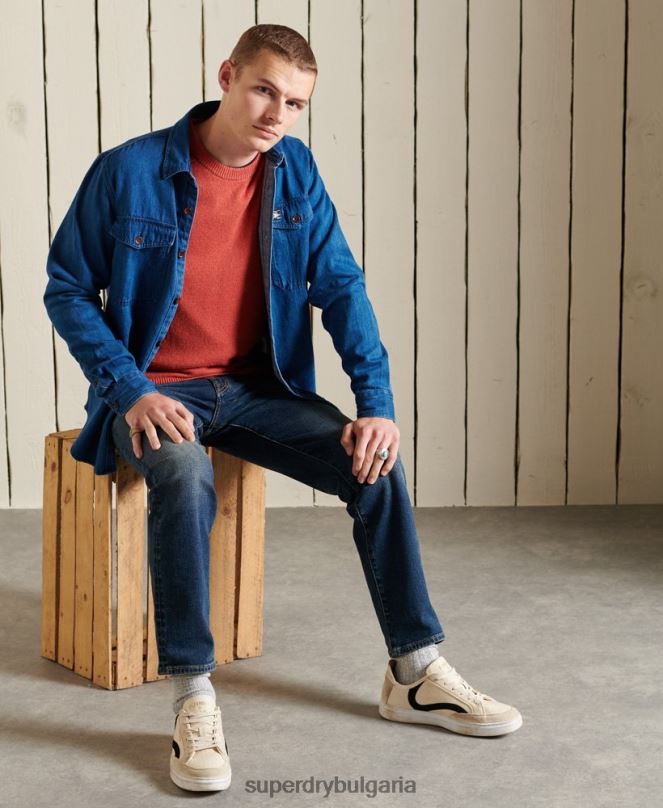 Superdry облекло N00H5281 оранжево мъже harlo crew jumper