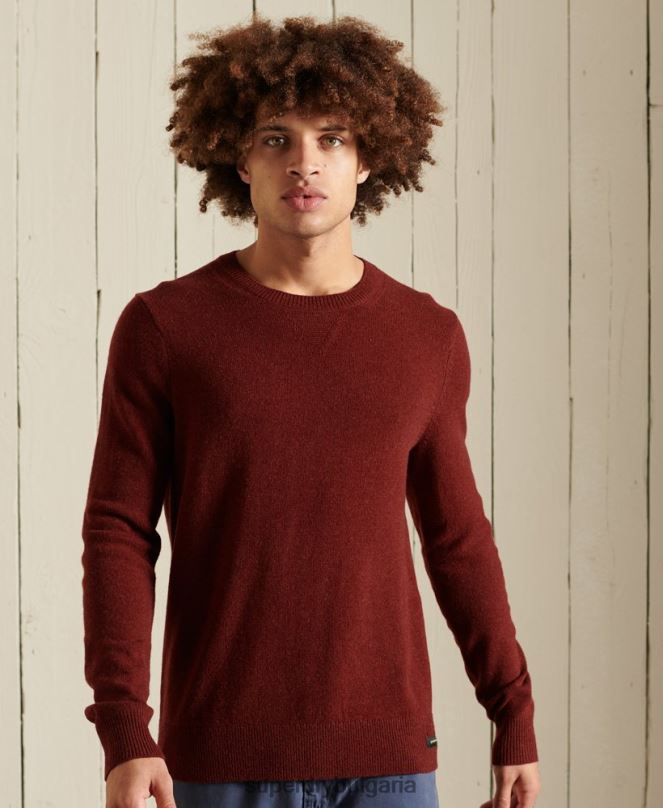 Superdry облекло N00H5282 червен мъже лек пуловер от агнешка вълна