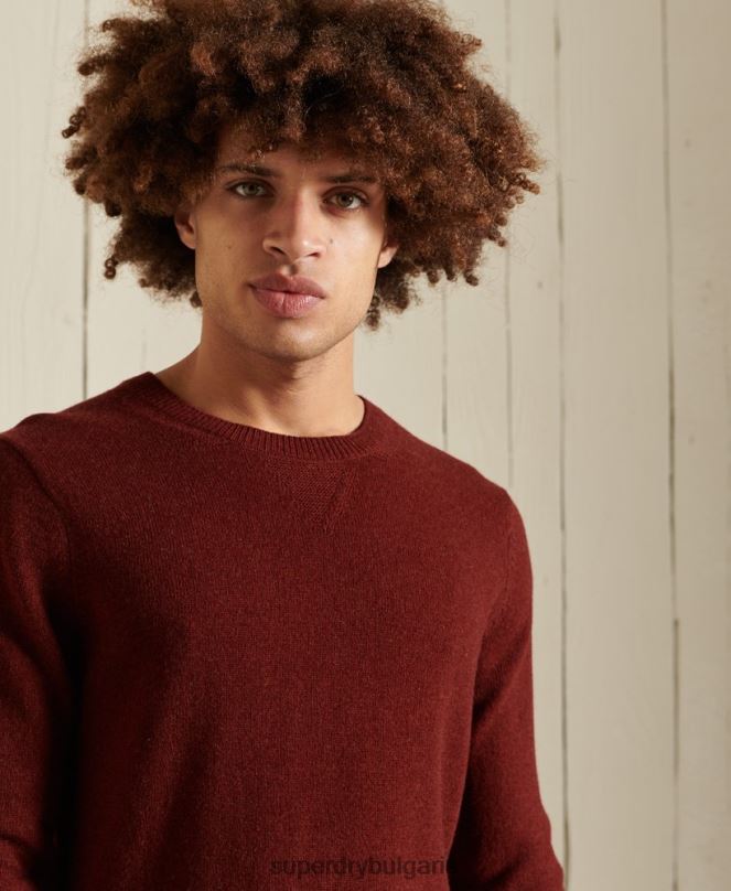 Superdry облекло N00H5282 червен мъже лек пуловер от агнешка вълна