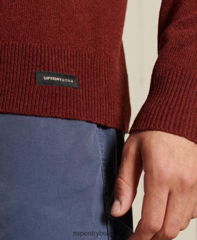 Superdry облекло N00H5282 червен мъже лек пуловер от агнешка вълна