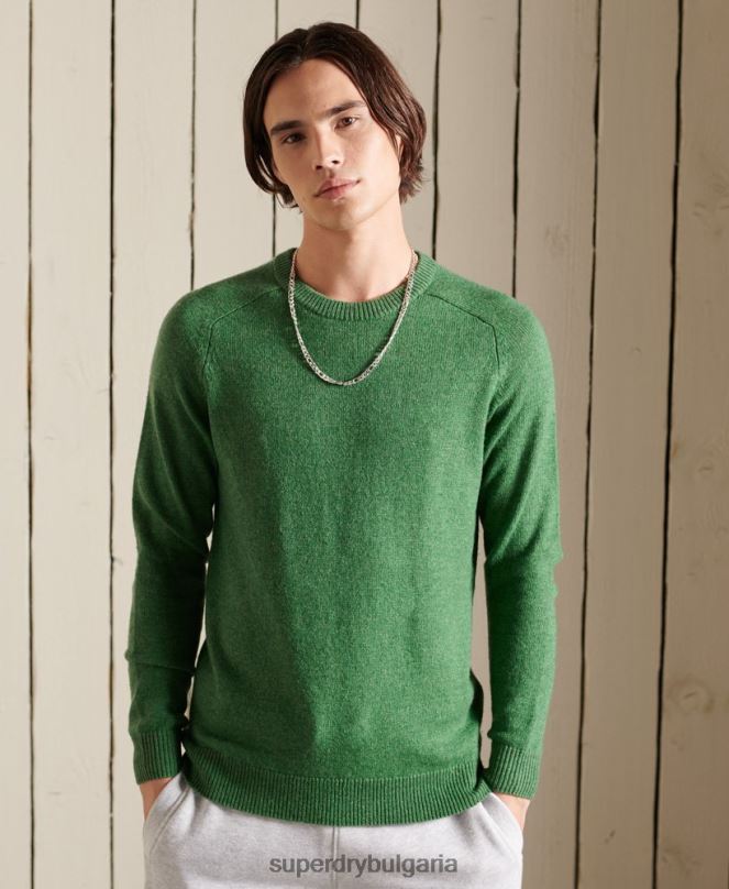 Superdry облекло N00H5283 зелено мъже harlo crew jumper