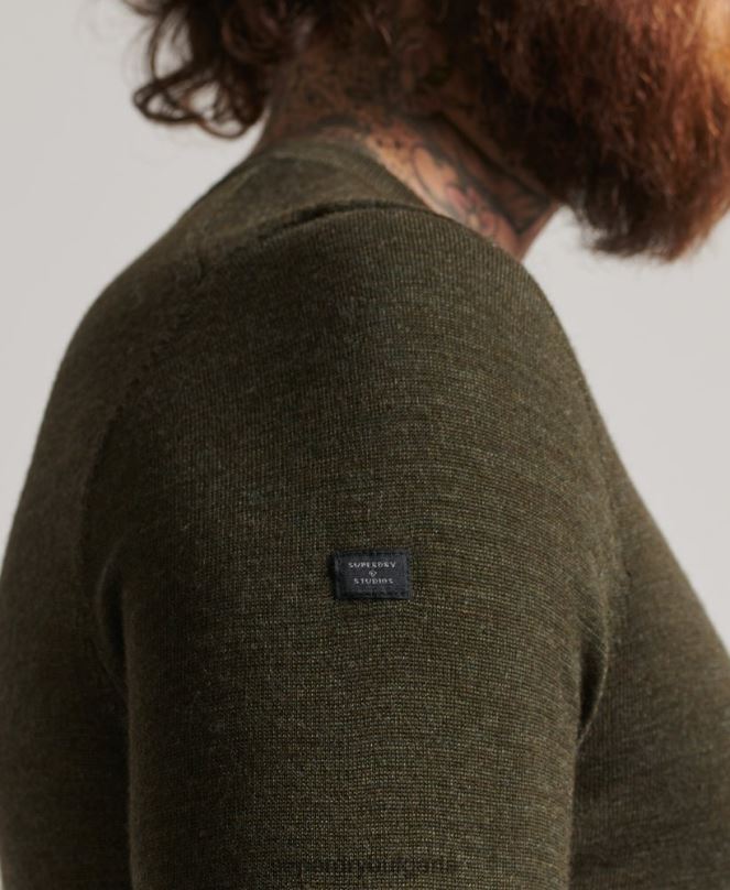 Superdry облекло N00H5285 каки мъже мериносов пуловер с v-образно деколте