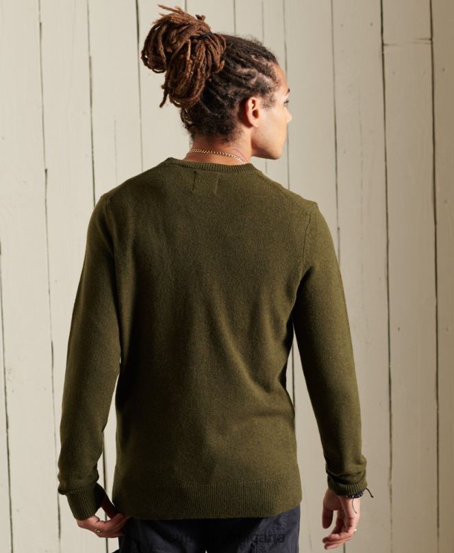 Superdry облекло N00H5287 зелено мъже лек пуловер от агнешка вълна