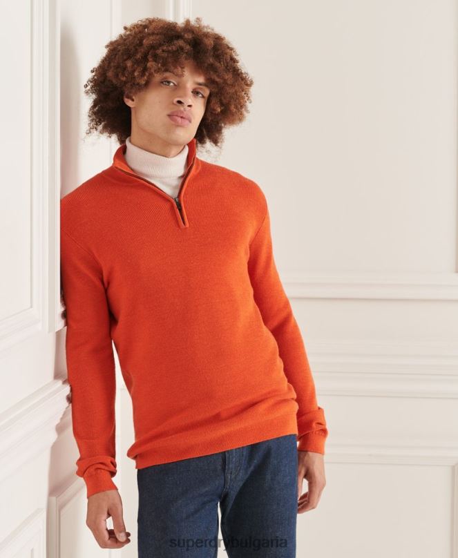 Superdry облекло N00H5288 оранжево мъже studios merino henley jumper