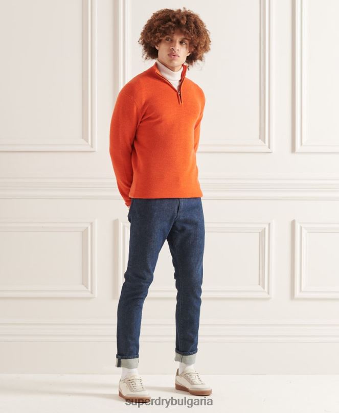 Superdry облекло N00H5288 оранжево мъже studios merino henley jumper