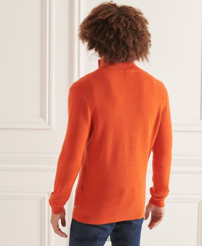 Superdry облекло N00H5288 оранжево мъже studios merino henley jumper