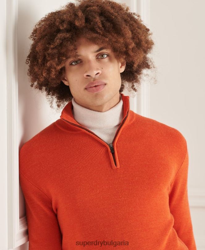 Superdry облекло N00H5288 оранжево мъже studios merino henley jumper