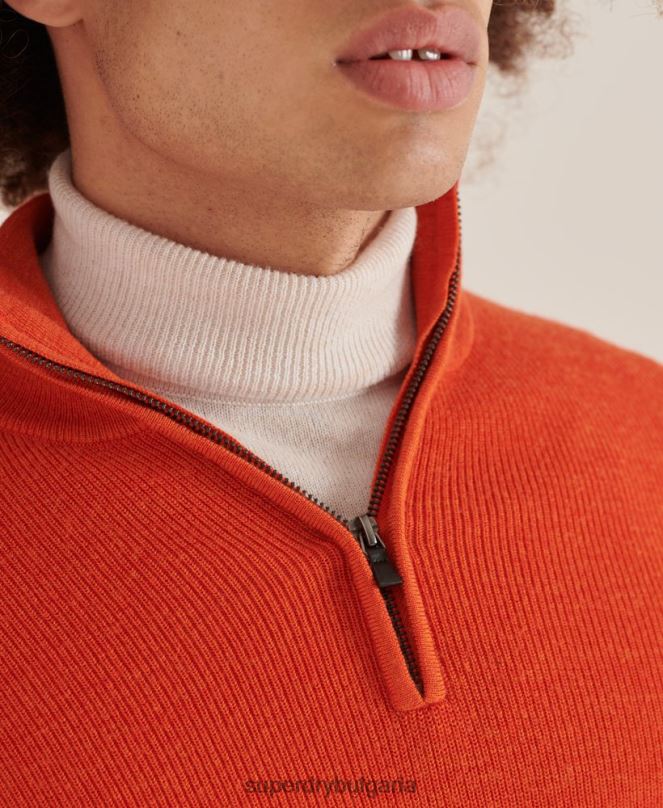 Superdry облекло N00H5288 оранжево мъже studios merino henley jumper